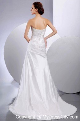 Court Train Elegant Wedding Dress with Beading and Ruching