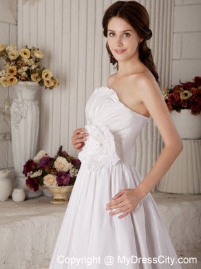 A-line Beaded Flower Decorate Waist Ruched Wedding Dress