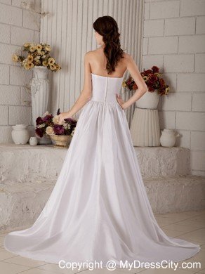 A-line Beaded Flower Decorate Waist Ruched Wedding Dress