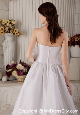 A-line Beaded Flower Decorate Waist Ruched Wedding Dress