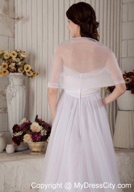 A-line Bowknot Brush Train Wedding Gown with Sheer Jacket