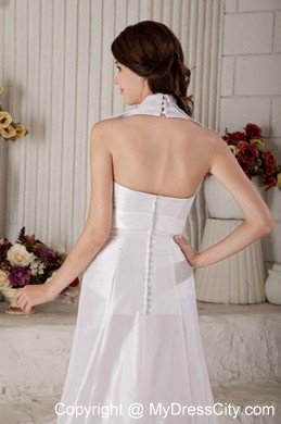 Halter A-line Court Train Beading Decorate Waist Bridal Gown