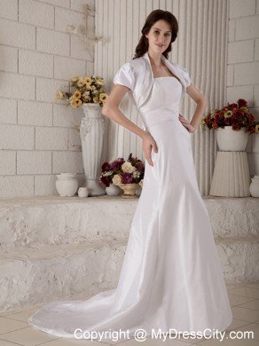 Simple A-Line Court Train Wedding Gown with Jacket