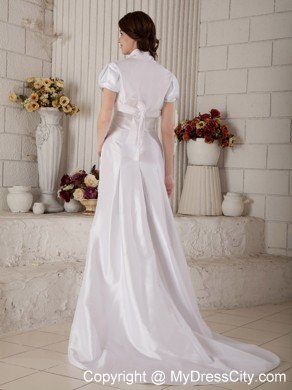 Simple A-Line Court Train Wedding Gown with Jacket