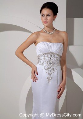 Mermaid Embroidery Decorate Waist and Brush Train Bridal Gown