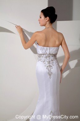 Mermaid Embroidery Decorate Waist and Brush Train Bridal Gown