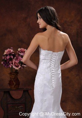 Strapless Mermaid Brush Train Sash and Lace Bridal Dress