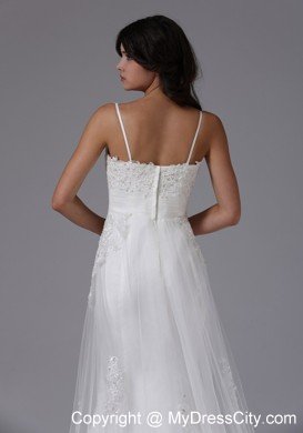 Straps Sweetheart Lace Brush Train Ruched Wedding Gown