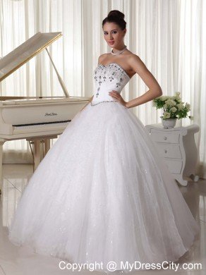 Ball Gown Beaded Sweetheart Floor Length Wedding Gown