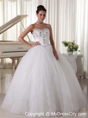 Ball Gown Beaded Sweetheart Floor Length Wedding Gown