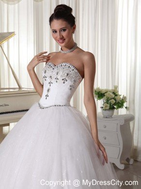 Ball Gown Beaded Sweetheart Floor Length Wedding Gown