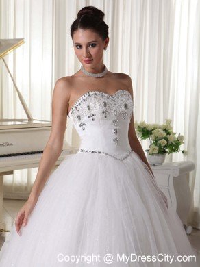 Ball Gown Beaded Sweetheart Floor Length Wedding Gown