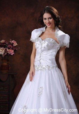 A-Line Beading Ruching Bodice Wedding Dress with Jacket