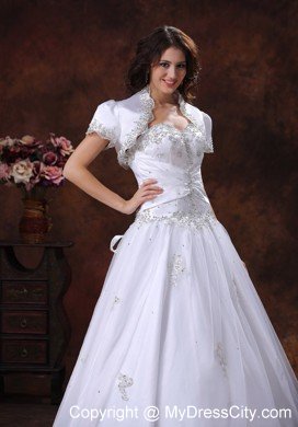 A-Line Beading Ruching Bodice Wedding Dress with Jacket