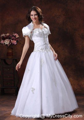 A-Line Beading Ruching Bodice Wedding Dress with Jacket