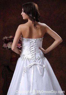 A-Line Beading Ruching Bodice Wedding Dress with Jacket