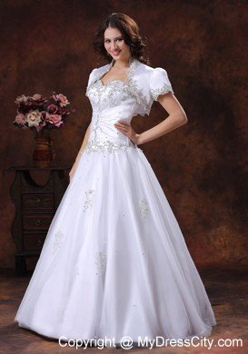 A-Line Beading Ruching Bodice Wedding Dress with Jacket