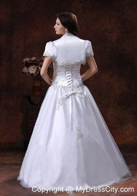 A-Line Beading Ruching Bodice Wedding Dress with Jacket