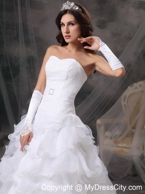 Sweetheart Organza Floor-length Ruffled Layers Wedding Dress