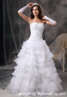 Sweetheart Organza Floor-length Ruffled Layers Wedding Dress