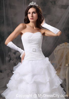 Sweetheart Organza Floor-length Ruffled Layers Wedding Dress