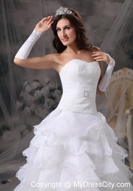 Sweetheart Organza Floor-length Ruffled Layers Wedding Dress