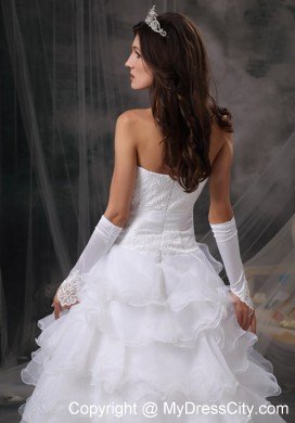 Sweetheart Organza Floor-length Ruffled Layers Wedding Dress