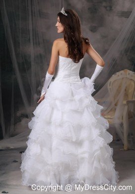 Sweetheart Organza Floor-length Ruffled Layers Wedding Dress