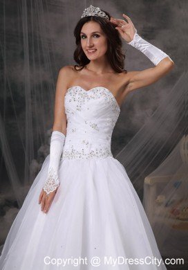 Beaded A-line Sweetheart Appliques Long Wedding Dress