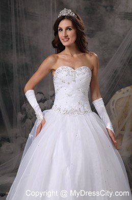 Beaded A-line Sweetheart Appliques Long Wedding Dress