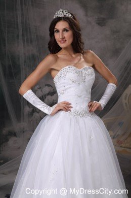 Beaded A-line Sweetheart Appliques Long Wedding Dress