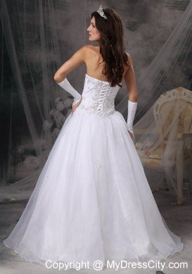 Beaded A-line Sweetheart Appliques Long Wedding Dress