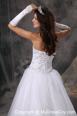 Beaded A-line Sweetheart Appliques Long Wedding Dress