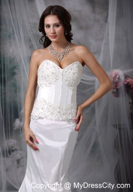 Fabulous Mermaid Low Cut Sweetheart Taffeta Lace Wedding Dress