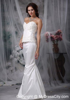 Fabulous Mermaid Low Cut Sweetheart Taffeta Lace Wedding Dress