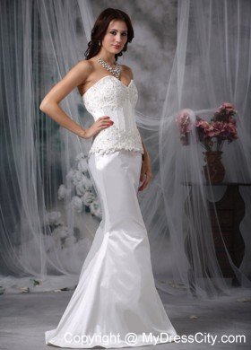 Fabulous Mermaid Low Cut Sweetheart Taffeta Lace Wedding Dress