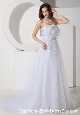 Princess Strapless Chapel Train Embroidery 2013 Maternity Wedding Dress