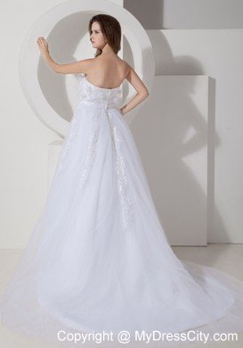 Princess Strapless Chapel Train Embroidery 2013 Maternity Wedding Dress