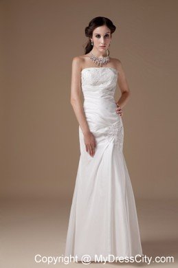 Popular Sheathy Strapless Appliques Wedding Dress Floor-length under 200