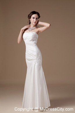 Popular Sheathy Strapless Appliques Wedding Dress Floor-length under 200