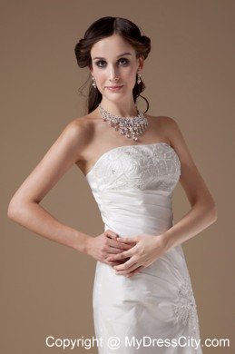 Popular Sheathy Strapless Appliques Wedding Dress Floor-length under 200