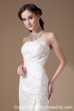 Popular Sheathy Strapless Appliques Wedding Dress Floor-length under 200