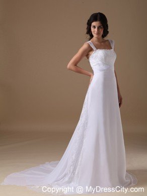 Designer A-line Square Lace Wide Sleeves Wedding Dress 2013 Hot sale