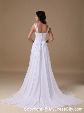 Designer A-line Square Lace Wide Sleeves Wedding Dress 2013 Hot sale