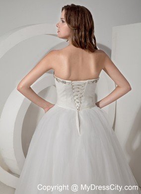 A-line Beaded Sweetheart Taffeta and Organza Wedding Dress with Train