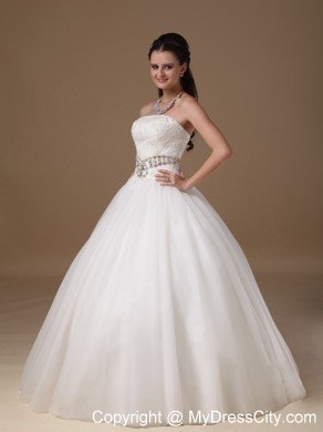 White Strapless Lace and Tulle Rhinestones Wedding Gowns under 250