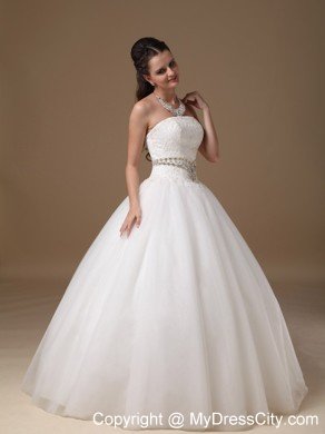 White Strapless Lace and Tulle Rhinestones Wedding Gowns under 250