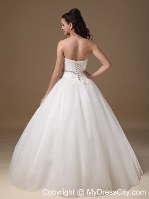 White Strapless Lace and Tulle Rhinestones Wedding Gowns under 250