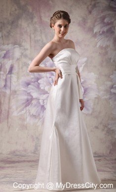 White Column Strapless Floor-length Beaded Wedding Reception Dress