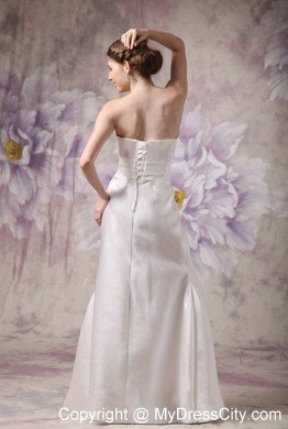 White Column Strapless Floor-length Beaded Wedding Reception Dress